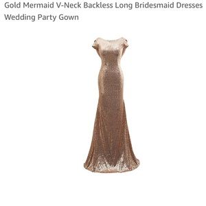 Gold Sequined Long Backless Dress